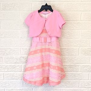 Girls pink dress with removable shawl